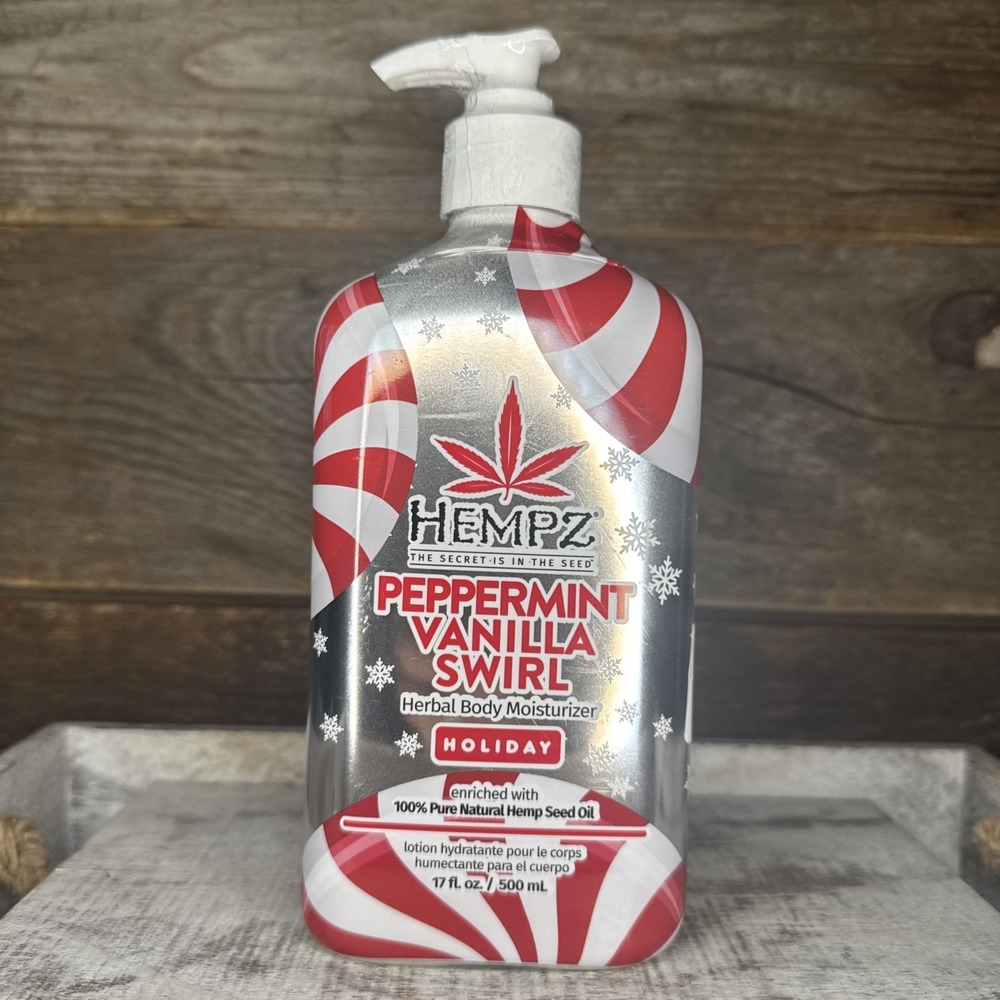 Hempz Peppermint Vanilla Swirl Holiday Body Moisturizer Lotion 17 fl oz OOS Rare